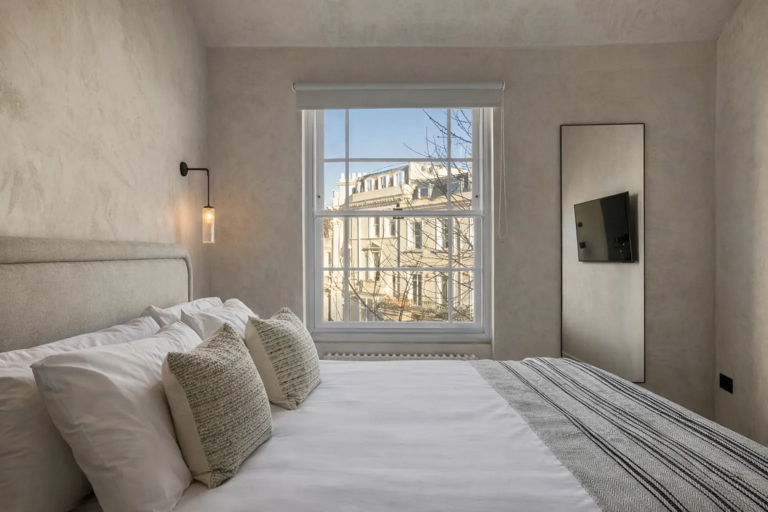 Bedroom design visual for the Notting Hill apartment, scheme four